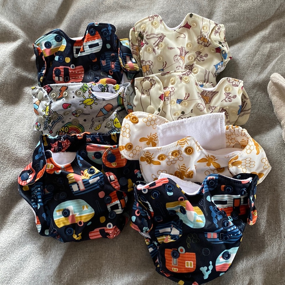 7 Smart Bottoms' Born Smart 2.0 newborn cloth diaper - barley used.